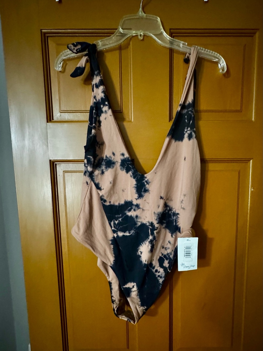 Tie-Dye Nude and Black One-Piece Swimsuit by Dippin Daisys